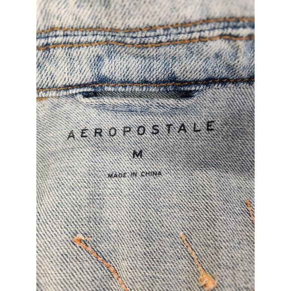 AEROPOSTALE Retro Denim Jean Trucker Jacket Womens M Blue Embroidered Peacock - Picture 4 of 12